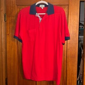 Vintage Arnold Palmer Men’s Polo 2 button pocket  Shirt X-Large red/blue/plaid